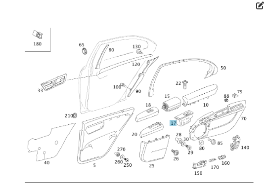 Mercedes-Benz  A2218130204 Вставка попільнички задньої правої дверної картки S-class short W221 S-class long V221 Одеса - фото 4