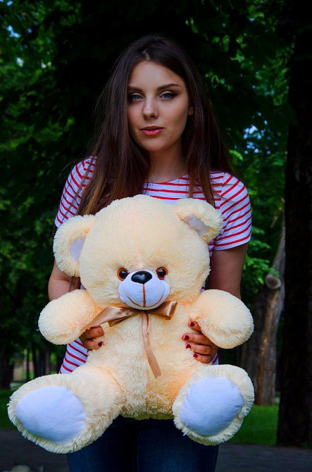 Плюшевий ведмедик М'яка іграшка Томии 65 см Персиковий Тернопіль - фото 1