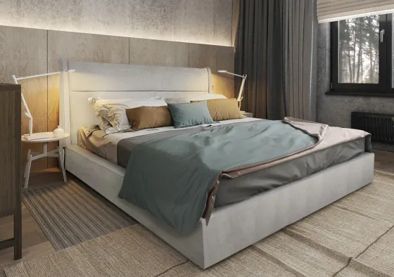 Ліжко BNB Двоспальне Duncan Comfort 180 x 200 см Simple З підйомним механізмом та нішою для білизни Сірий Київ