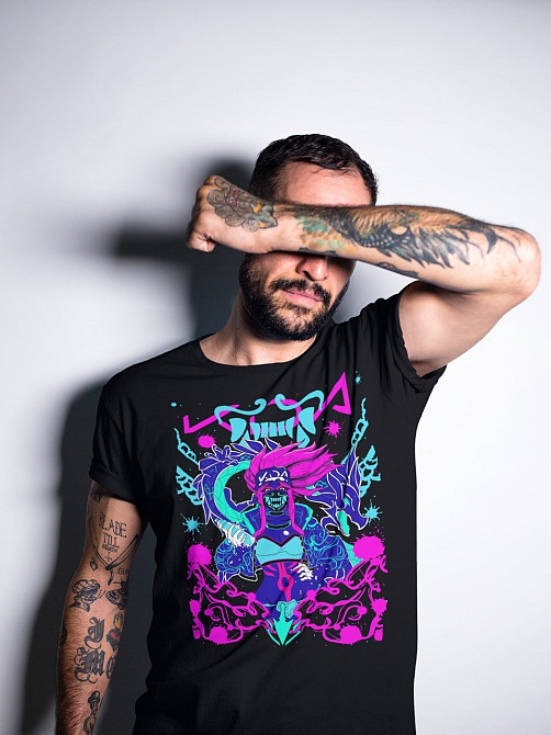 Футболка для хлопчика з аніме принтом Акалі Гамінг Леагуе Легендс оверсайз (зріст від 165 до 180) Чорний AnimeJ0161m Дніпро - фото 5