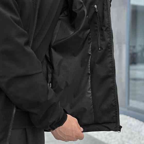 Осіння чоловіча чорна куртка із даймонд-котону Pobedov Shum Київ