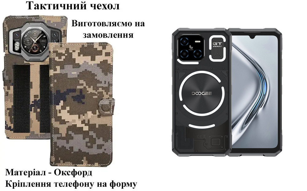 Тактический чехол для Cubot KingKong Star 5G, KingKong Star 2, крепится к снаряжению на липучке Киев - изображение 1