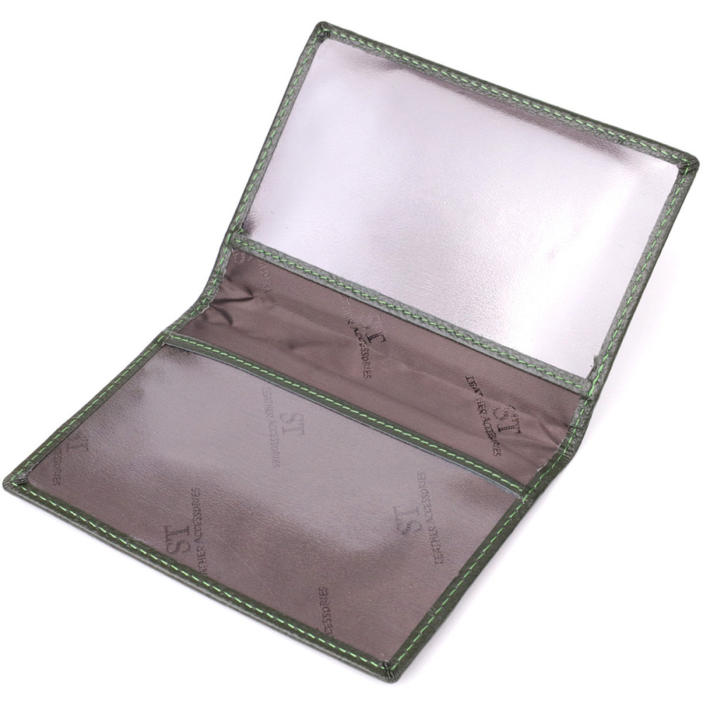 Практичная обложка на паспорт универсального формата из натуральной кожи ST Leather 23081 Зеленый Киев - изображение 5