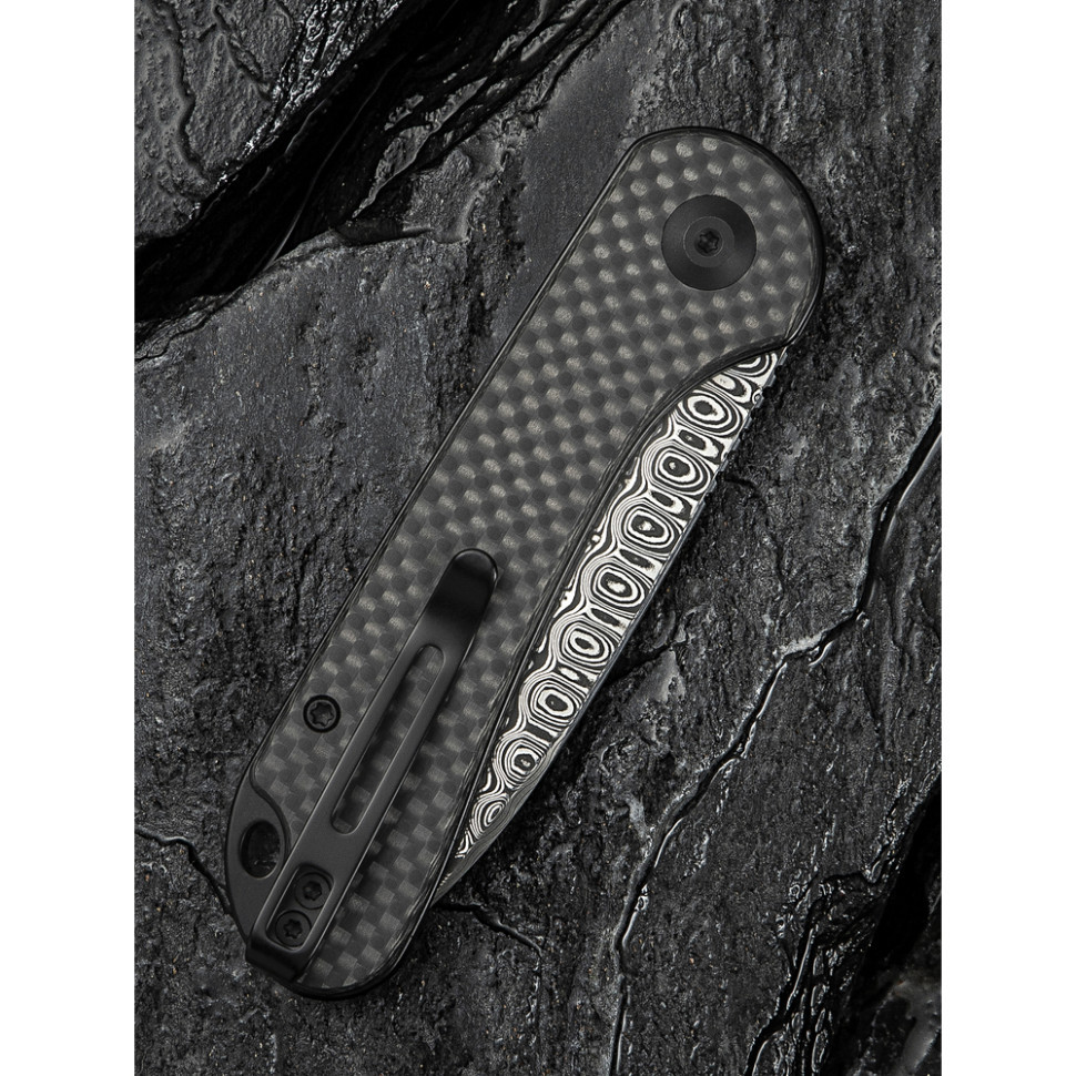 Ніж складаний кишеньковий Civivi Elementum Slip Joint, (7.5 см) Damascus / Carbon Fiber сірий Київ - фото 14