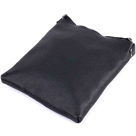 Тонка сумка для чоловіків через плече з натуральної шкіри Shvigel 22850 Чорна Київ