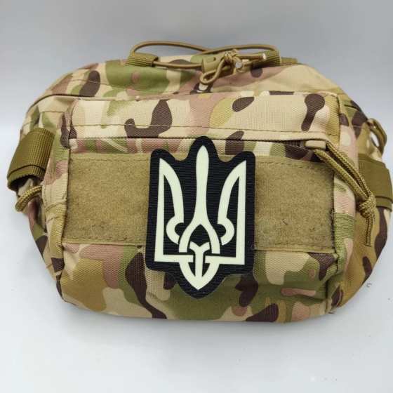 Патч / шеврон Герб світлонакопичувальний Laser Cut чорний Запоріжжя