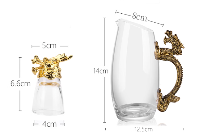 Набор рюмок Китайский гороскоп 30 мл х 12 шт Графин 300 мл в Кейсе Круглый бамбуковый Разнос Бронза Кременчуг - изображение 3