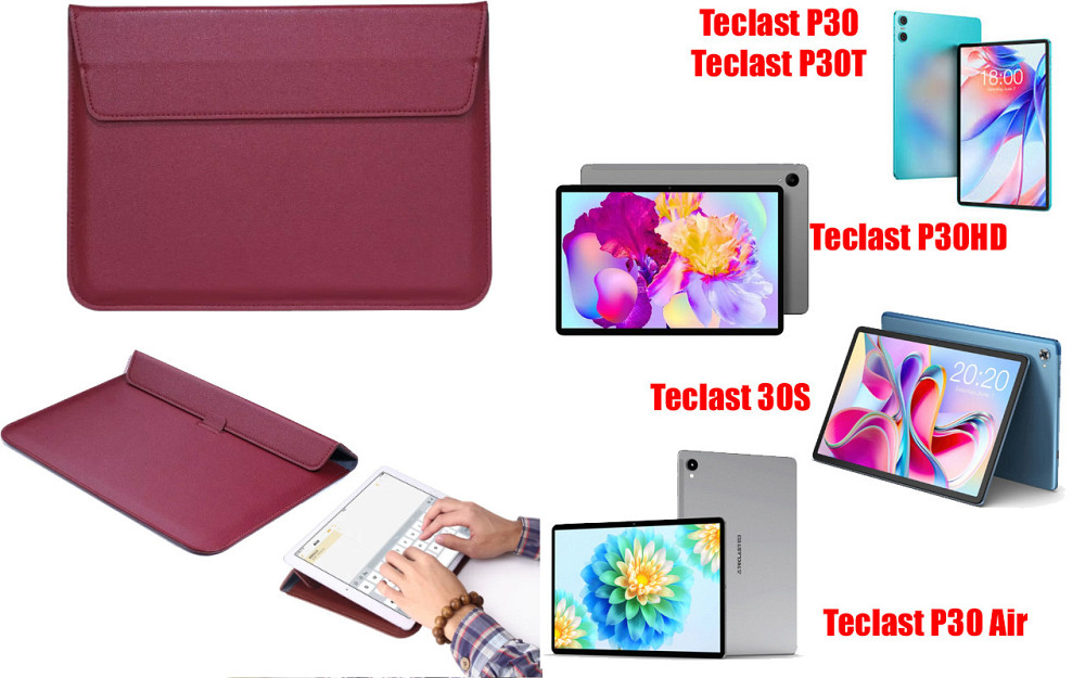 Чехол-конверт VitoCase для Teclast P30, P30HD, P30S, P30T, P30 Air, с функцией подставки для планшета Бордовый Киев - изображение 1