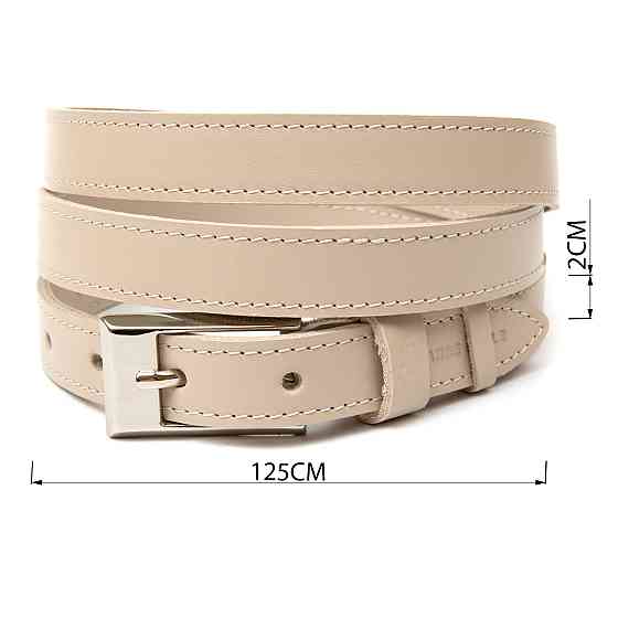 Тонкий кожаный ремень для женщин GRANDE PELLE 11447 Бежевый Киев