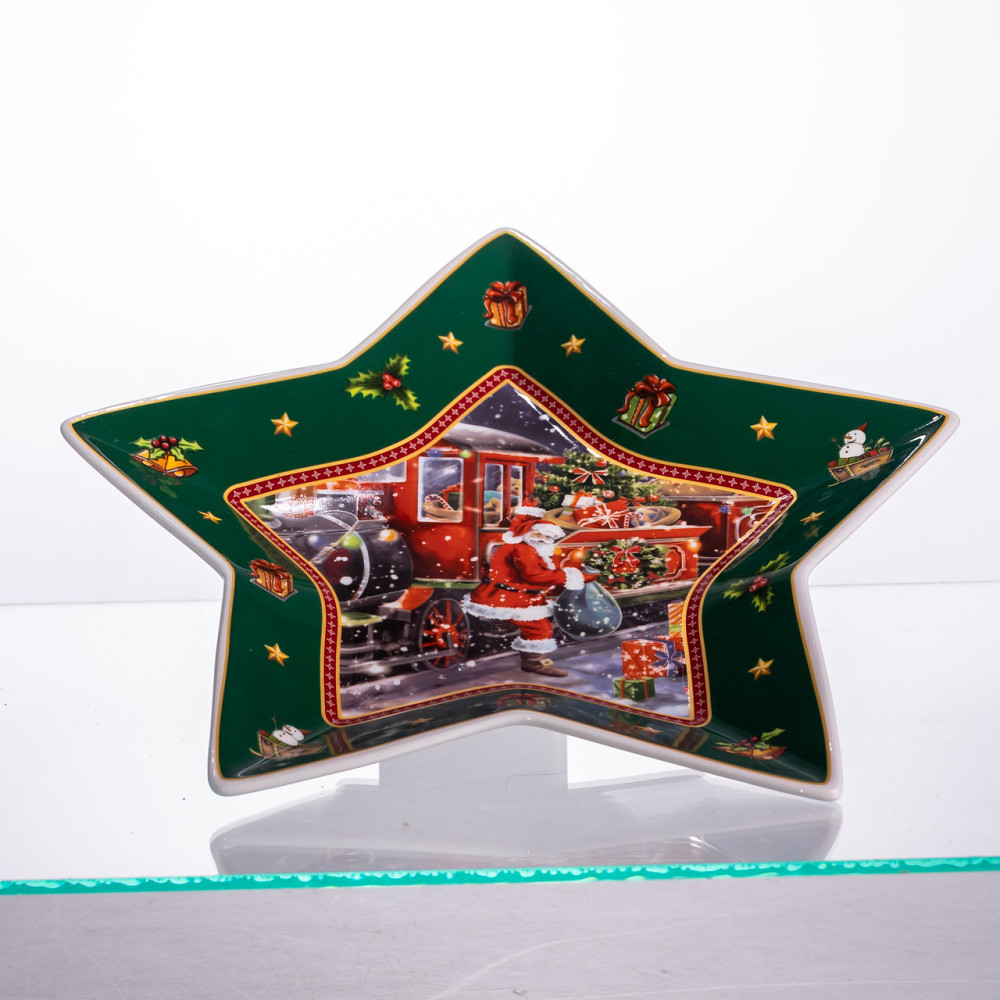 Yiwu Сервірувальне новорічне блюдо для закусок Santa 25,5 (см) з порцеляни HP-SDHK-20 Коломыя - изображение 3