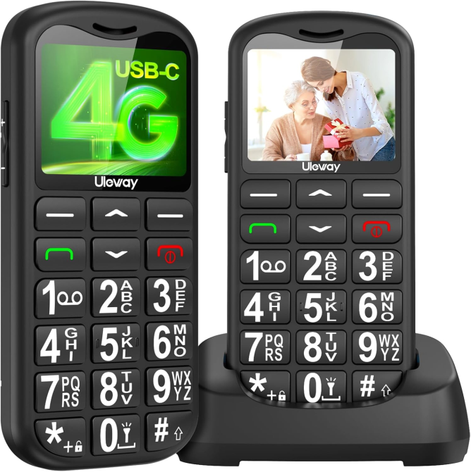 Мобильный телефон ULEWAY T180 4G для пожилых людей с большими кнопками, SOS, громким динамиком и зарядной станцией Киев - изображение 2