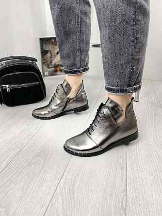 Жіночі черевики срібні з натуральної шкіри демісезонні весна-осінь р. 36, 39 (БТ/02 1234) / Чер Коломия