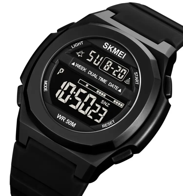 Часы мужские спортивные Skmei 1821 (Черные с черным циферблатом) Винница - изображение 4