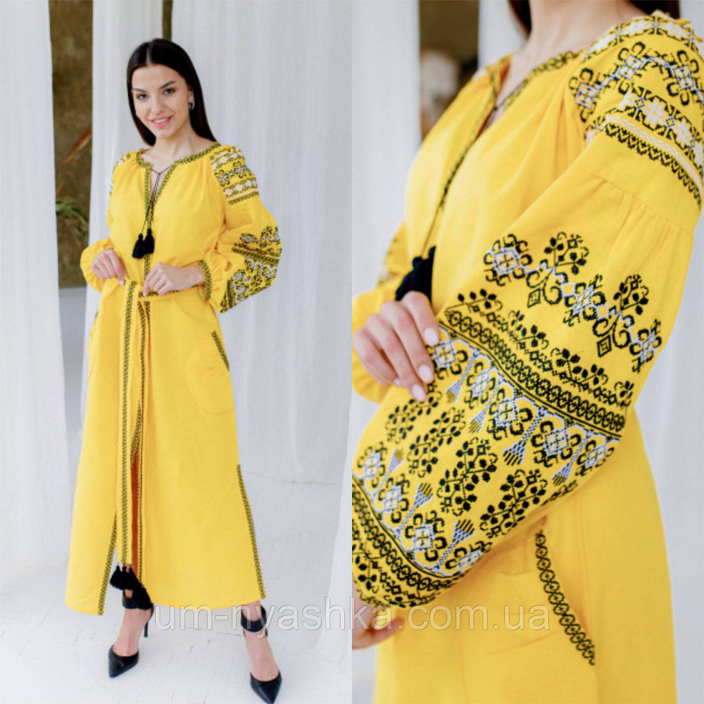 Жіноча лляна вишита сукня Злата Кривий Ріг - фото 1