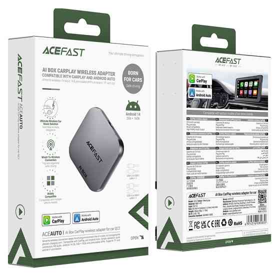 Адаптер ACEFAST QC2 AI Box CarPlay wireless adapter for car Metal Gray Одеса
