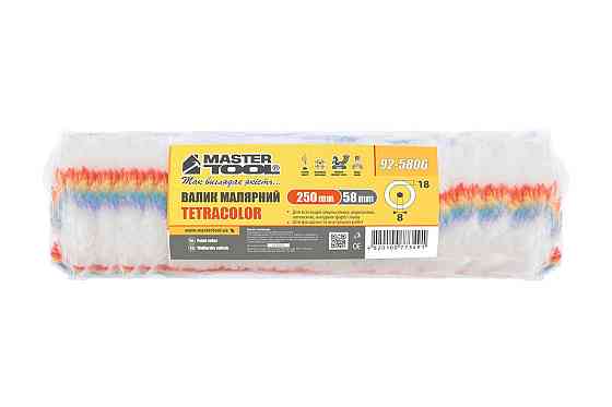 Валик малярный MASTERTOOL Tetracolor фасадный 58/250/18 мм Ø 8 мм 92-5806 Ровно