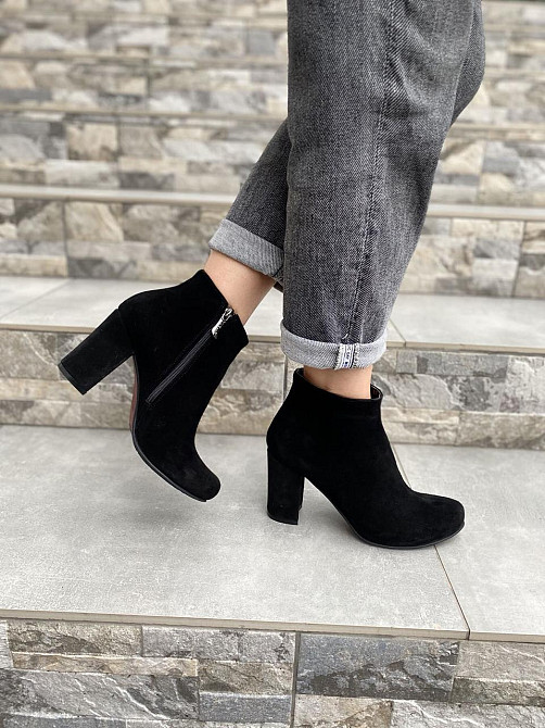 Nivelle Черевики жіночі демісезонні весна-осінь чорні, натуральна замша на підборах р. 39, 40 ( Коломия - фото 3