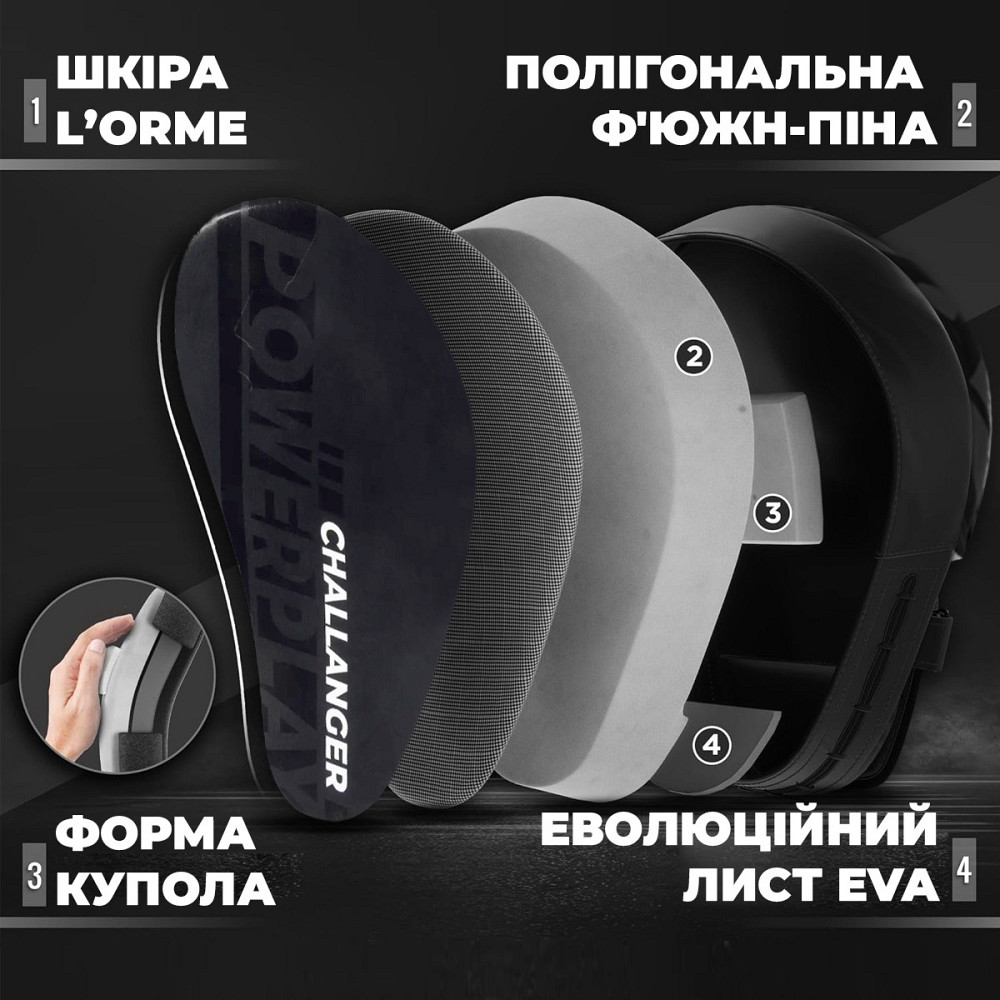 Лапи боксерські PowerPlay 3041 Чорні PU [пара] Каменское - изображение 8