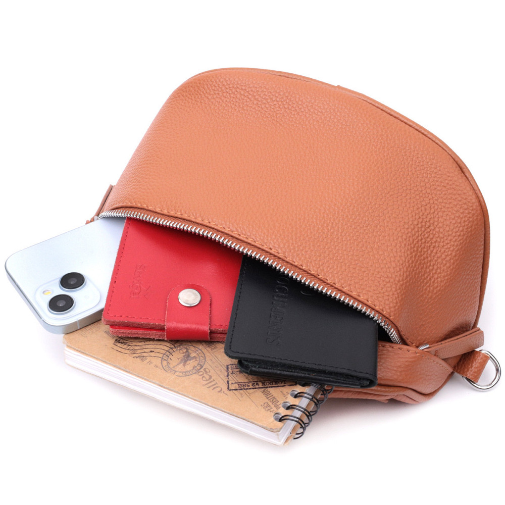 Стильная женская сумка через плечо в классическом цвете из натуральной кожи Vintage 22658 Рыжая Киев - изображение 10