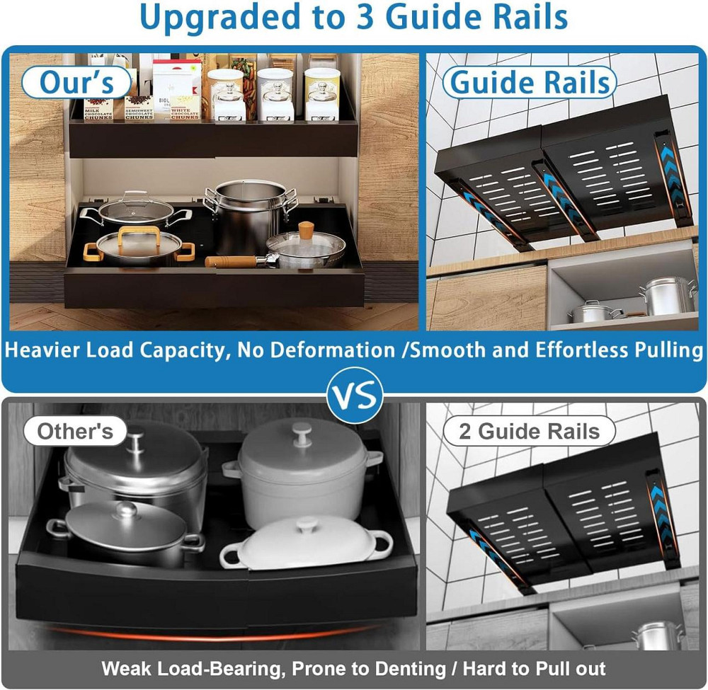 Телескопічна висувна шухляда 32-52 см для шафи, кухні, мийки, ящик органайзер для спецій посуду приборів, білий на клейкій основі Київ - фото 2