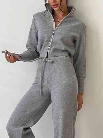 Жіночий базовий теплий костюм: кофта та штани щільна ангора в'язання Сірий, 44/48 Одеса