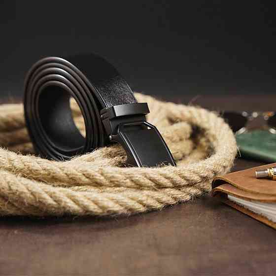 Ремень мужской с пряжкой матовой Vintage 20269 Черный Киев