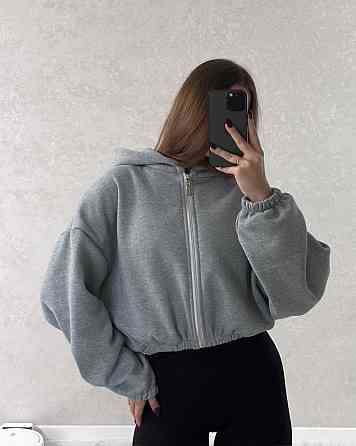 Жіноча стильна та тепла зіп-худі оверсайз тринитка на флісі Меланж Одеса