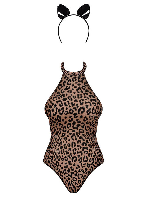 Эротический костюм леопарда Obsessive Leocatia teddy S/M, боди, обруч с ушками Sex Aura Киев - изображение 5