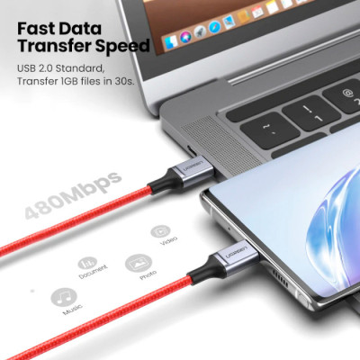 Дата кабель USB 2.0 AM to USB-C 1.0m US294 red Ugreen (60186) Винница - изображение 3