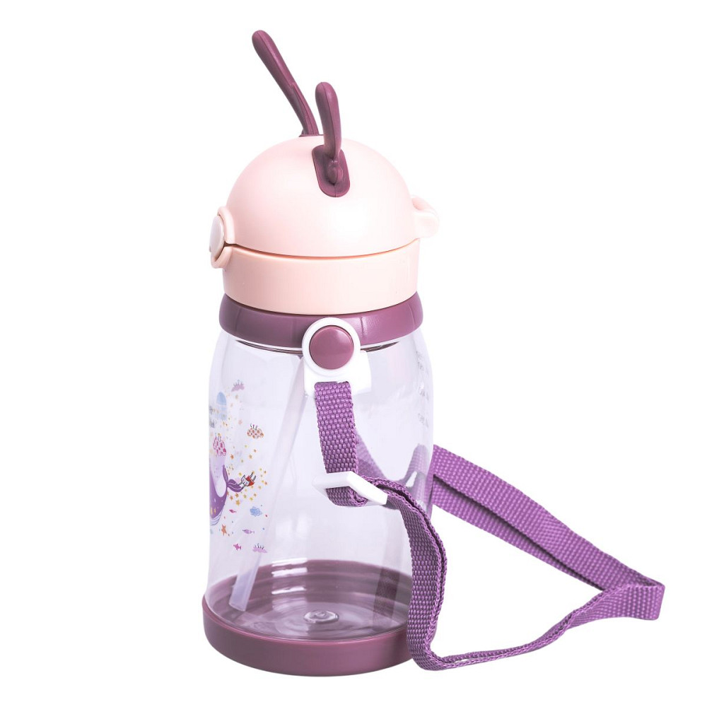 Yiwu Пляшка для води дитяча 550 мл на ремінці пляшечка з трубочкою для спорту та школи Рожева H Киев - изображение 3