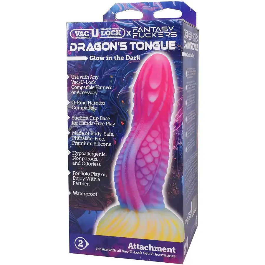 Фентезійний фалоімітатор Doc Johnson Vac-U-Lock x Fantasy Fuckers Dragon's Tongue Львів - фото 6