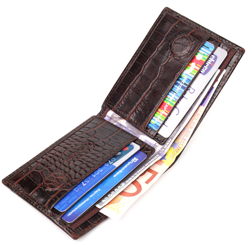 Затискач із натуральної фактурної шкіри CANPELLINI 21519 Коричневий Київ - фото 5