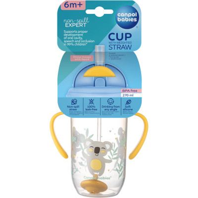 Поильник-непроливайка Canpol babies Exotic Animals с трубочкой и утяжелителем 270 мл Желтая (56/606_yel) Винница - изображение 4