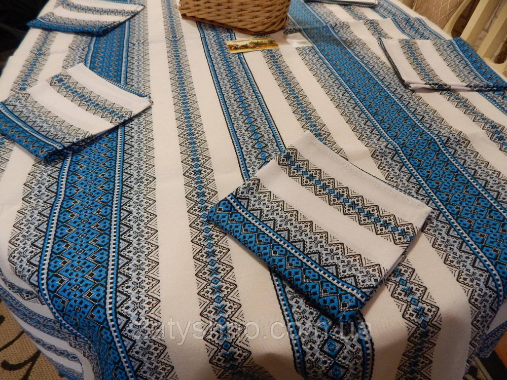 Синя скатертина вишита в українському стилі Київ - фото 9