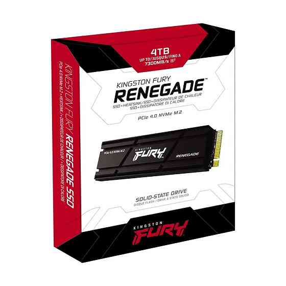 SSD диск накопичувач M.2 Kingston FURY Renegade with Heatsink 4TB 2280 NVMe PCIe Gen 4.0 x4 3D TLC NAND SFYRDK / 4000G Одеса