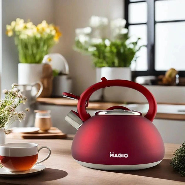Чайник для газової плитки Magio, Емальований чайник нержавіюча сталь зі свистком на плиту GR-98 Львів - фото 13