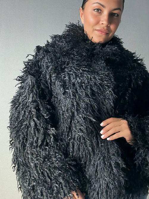 Шуба жіноча Lady Yep 10018 штучна під ламу з коміром чорна, чорний, L Київ - фото 4