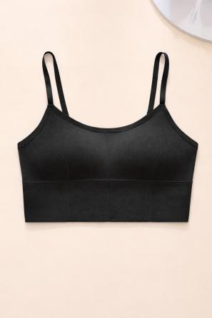 Женская базовая майка-топ на тонких бретелях бесшовная S черный Киев