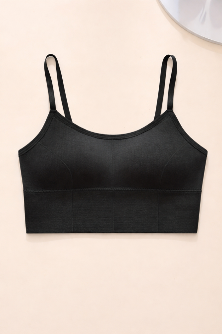 Женская базовая майка-топ на тонких бретелях бесшовная S черный Киев - изображение 1