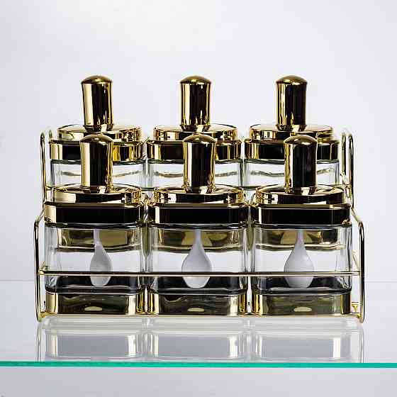 Набір банок для сипучих продуктів із ложкою 6 шт, золото HP-1337 Коломия