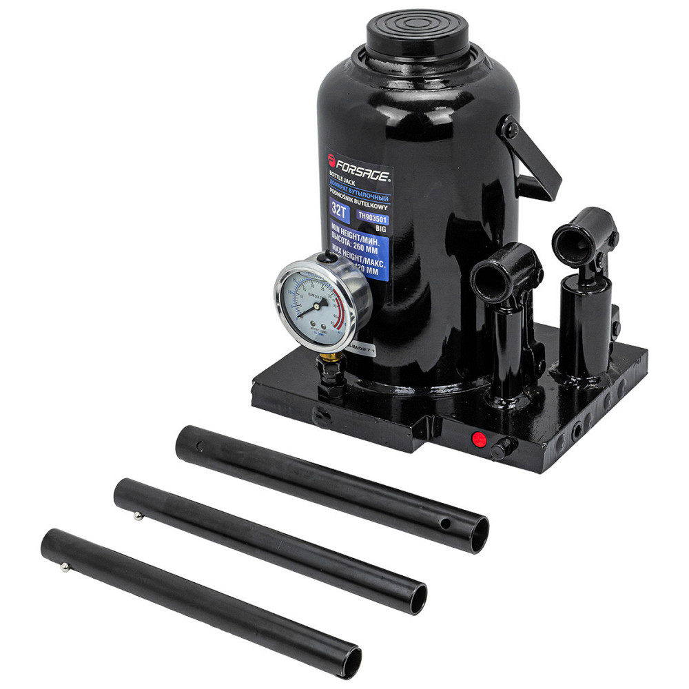 Домкрат 32т (260-420мм) бутылочный двухскоростной с манометром Forsage F-TH903501 Одесса - изображение 1