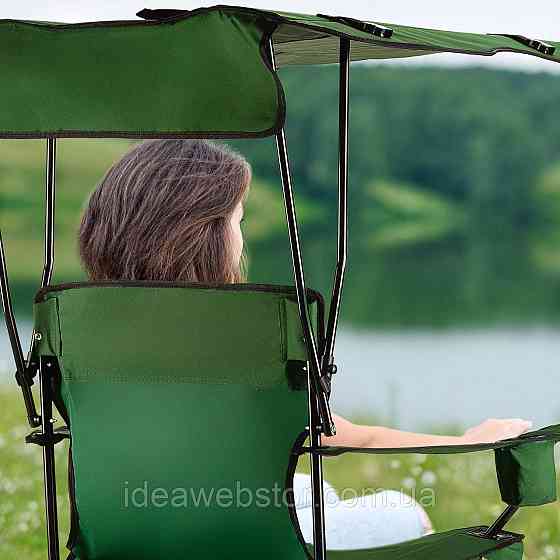 Крісло туристичне розкладне Outtec Sun XXL з дашком зелений Київ