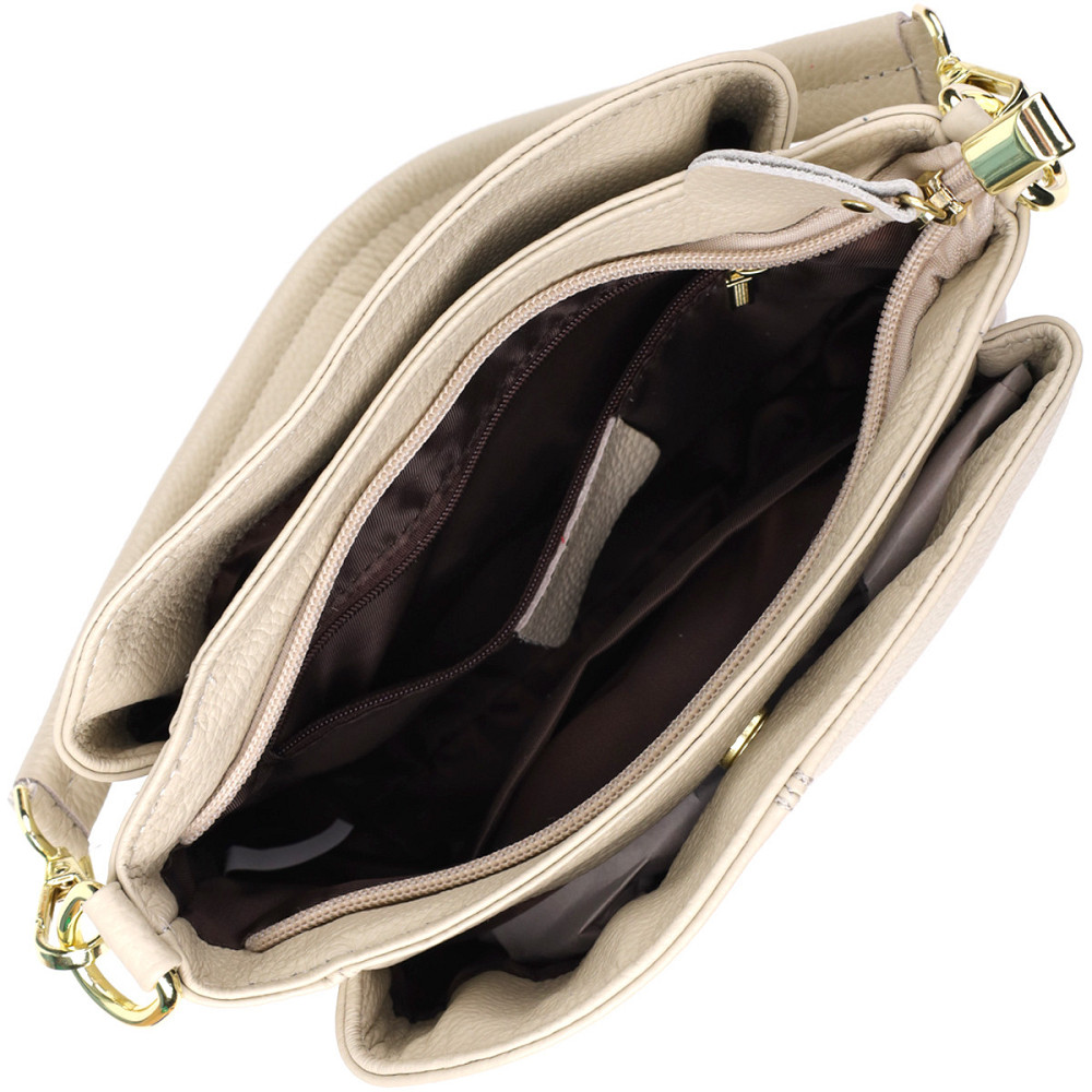 Женская кожаная сумка с тремя секциями Vintage 22980 Белый Киев - изображение 8