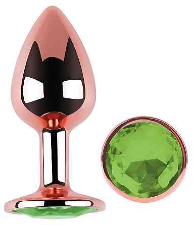 Анальная пробка с кристаллом EGZO - Rose Gold Round Plug Green size S Sex Aura Киев