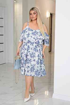 Жіноча сукня-сарафан на бретельках "Beauty"| Батал Блакитний, 54-56 Київ
