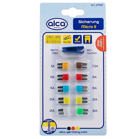 Набір запобіжників мікро (USA) 10шт плоскі (5-30А) "Sicherung Micro II" Alca, 679100 Київ