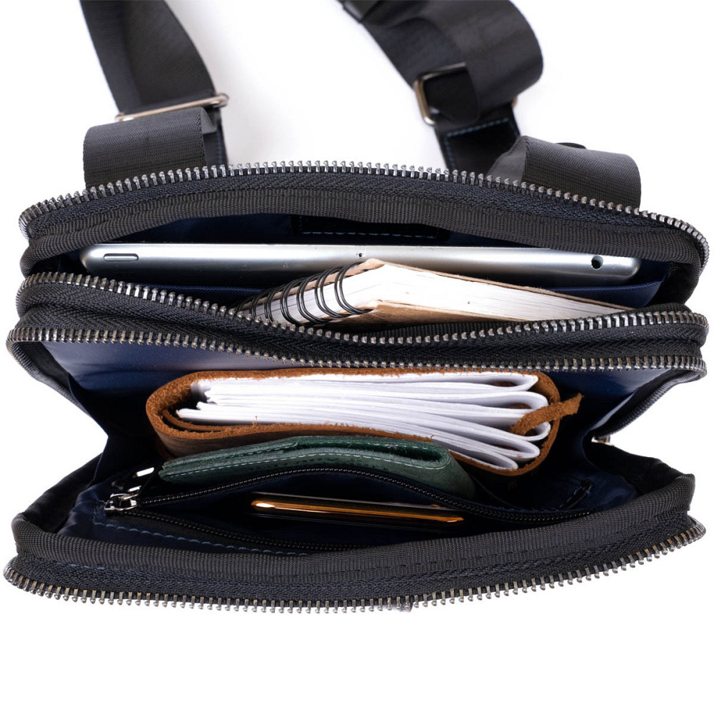 Сумка чоловіча планшет на два відділення шкіряна флотар SHVIGEL 11283 Чорна Київ - фото 6