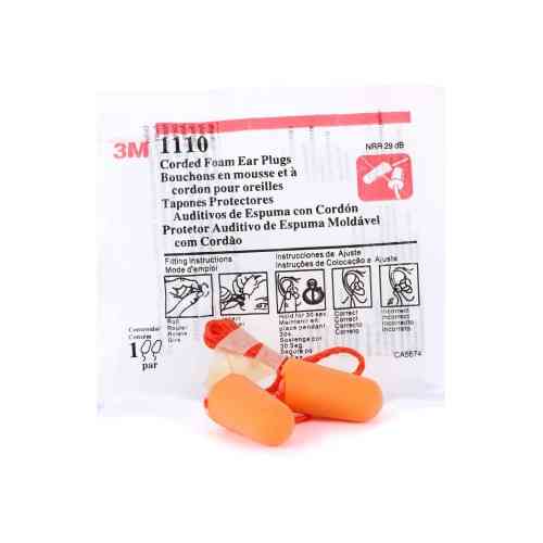 Беруши 3M 1110 29дБ со шнурком 10 пар одноразовые затычки в уши от шума полиуретан Киев
