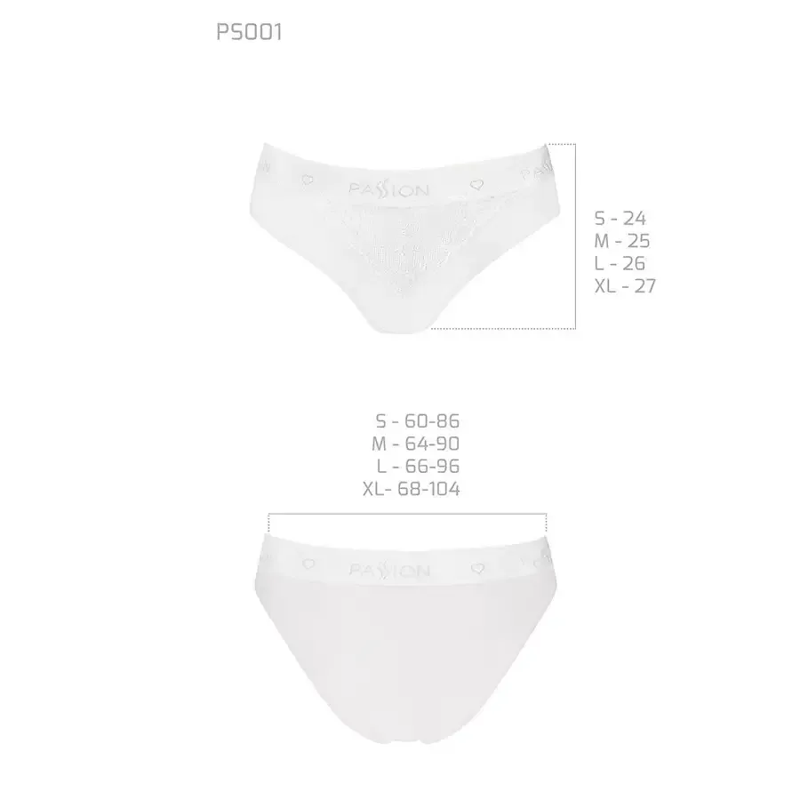 Трусики з широкою гумкою і мереживом Passion PS001 PANTIES S, white Львов - изображение 5