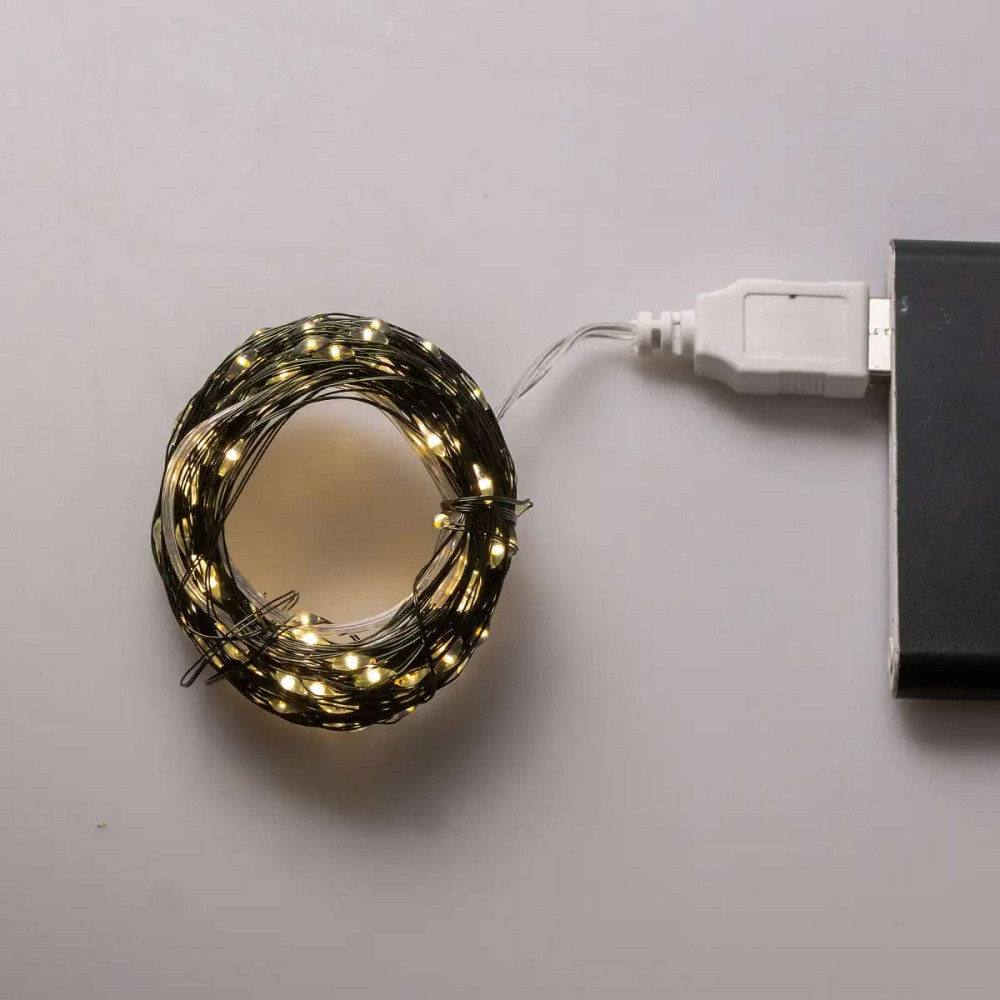 Garlando Гірлянда роса 20 метрів USB на 200 led світлодіодів крапля на зеленому дроті жовта USB Коломия - фото 1